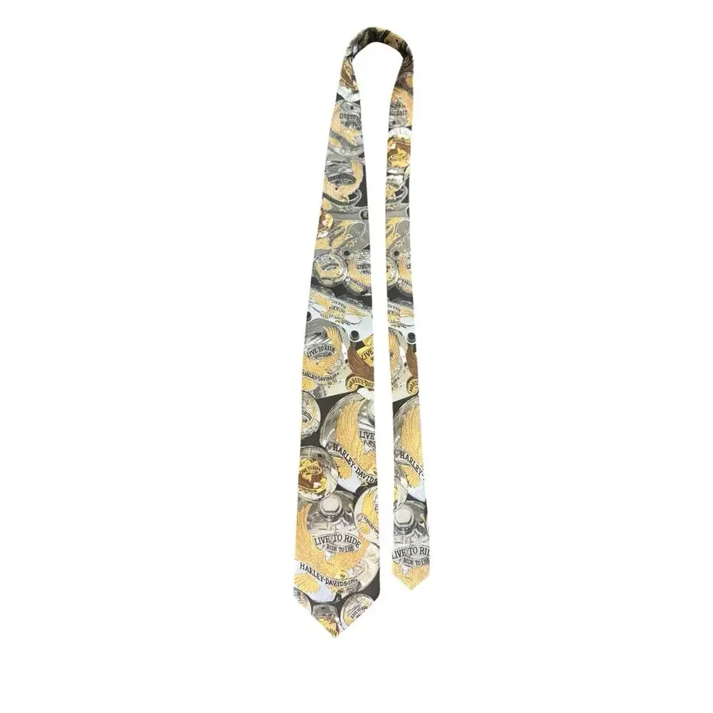 Ralph Marlin Harley Davidson Live To Ride Motorcycle Vintage Novelty Necktie